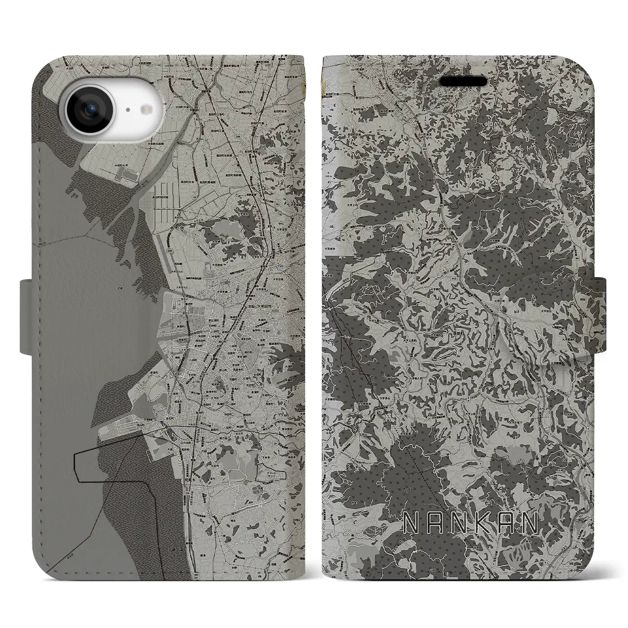 【南関(熊本県)】地図柄iPhoneケース(手帳タイプ)