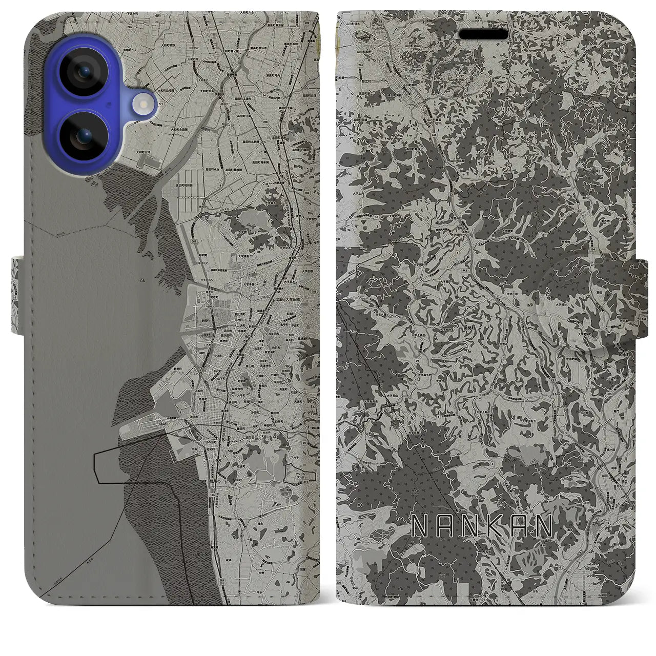 【南関(熊本県)】地図柄iPhoneケース(手帳タイプ)