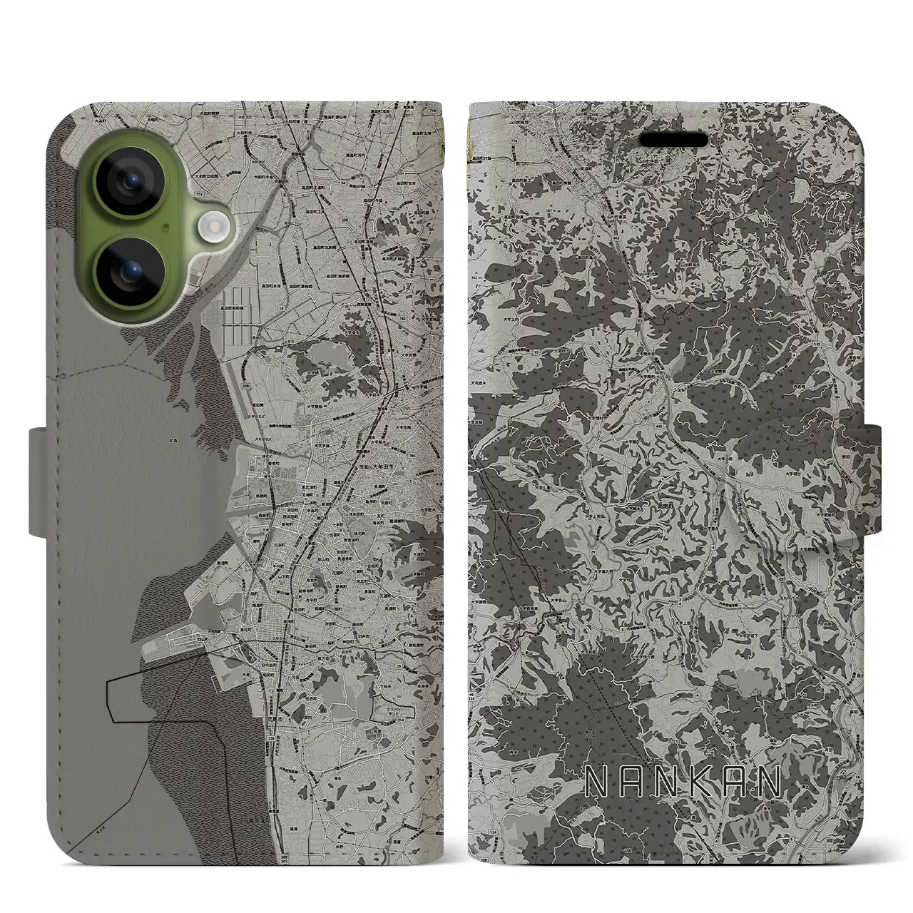 【南関(熊本県)】地図柄iPhoneケース(手帳タイプ)