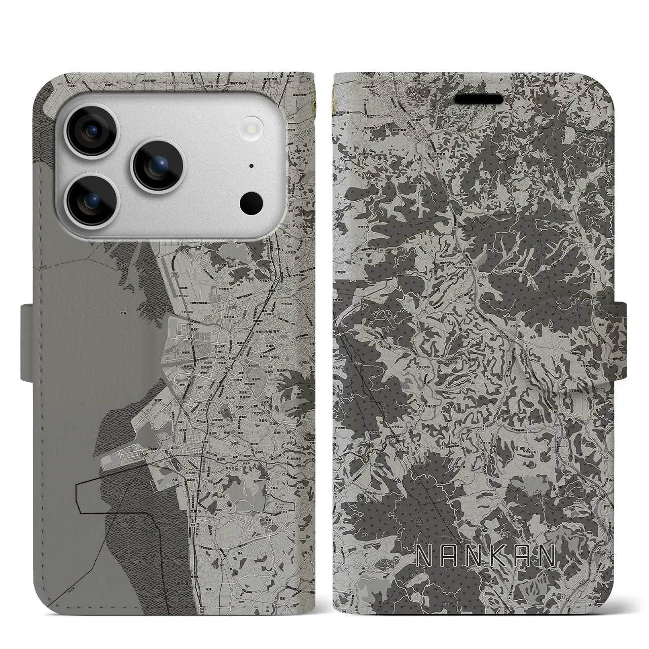 【南関(熊本県)】地図柄iPhoneケース(手帳タイプ)