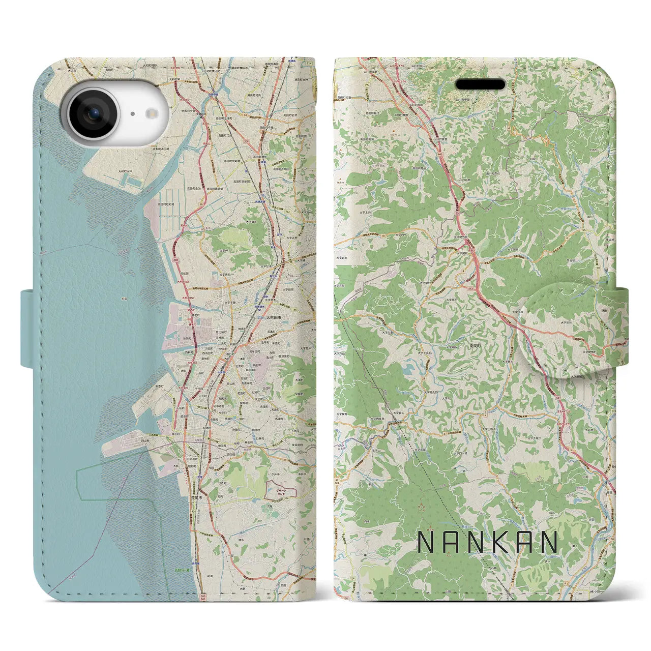 【南関(熊本県)】地図柄iPhoneケース(手帳タイプ)