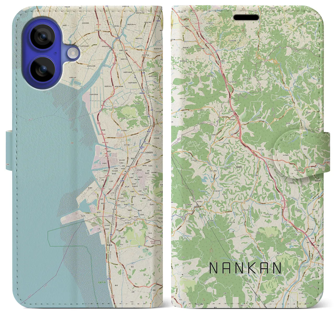 【南関(熊本県)】地図柄iPhoneケース(手帳タイプ)