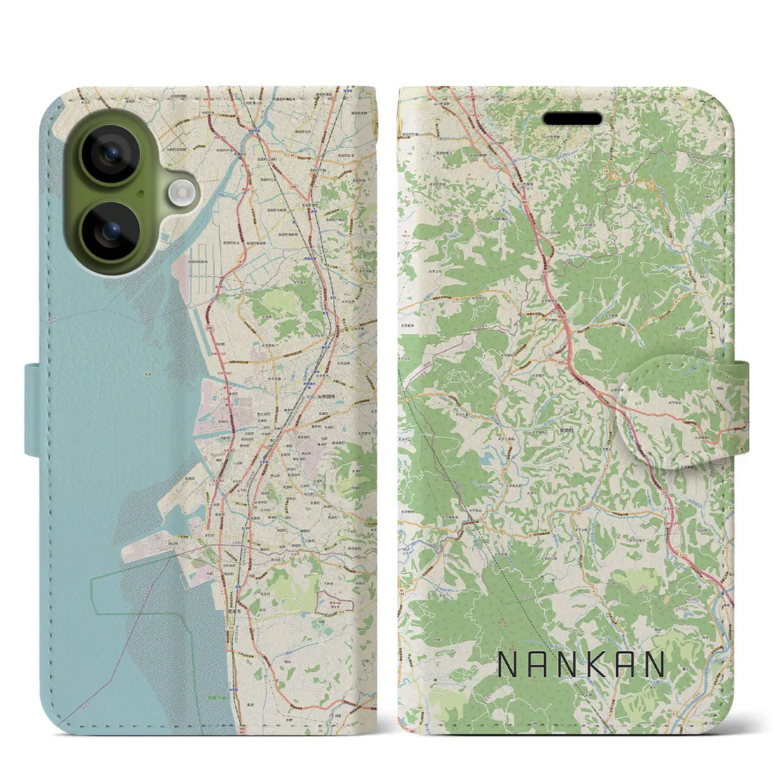 【南関(熊本県)】地図柄iPhoneケース(手帳タイプ)ナチュラル・iPhone 17 Pro Max 用