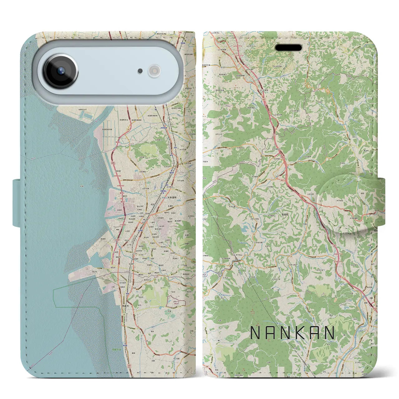 【南関(熊本県)】地図柄iPhoneケース(手帳タイプ)