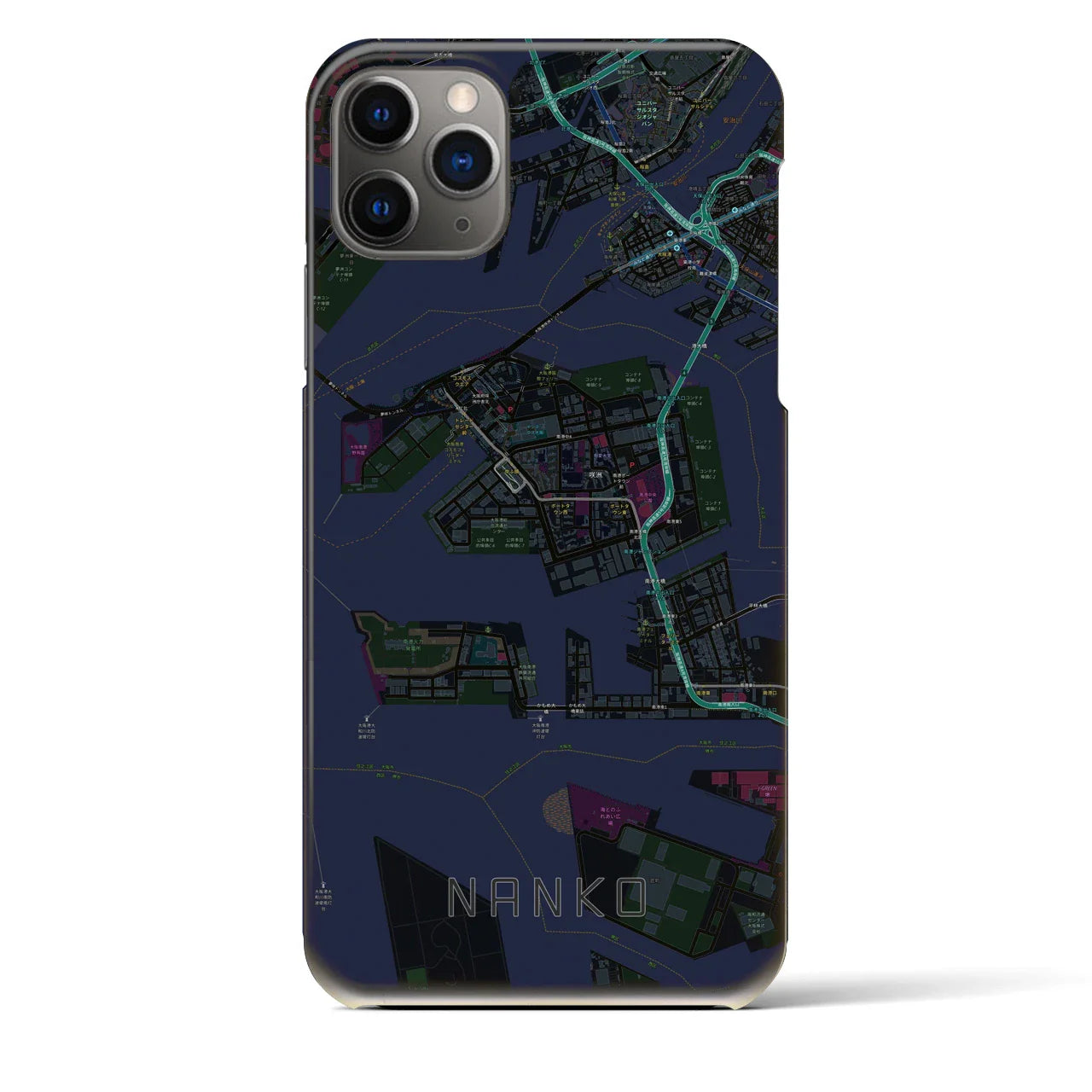 【南港(大阪府)】地図柄iPhoneケース(バックカバータイプ)