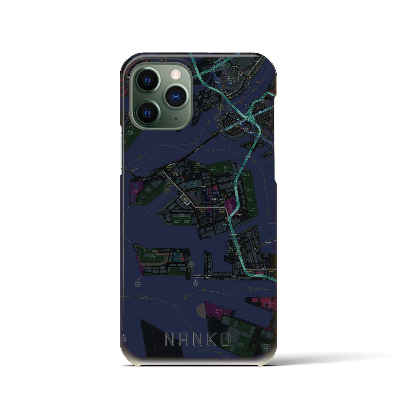 【南港(大阪府)】地図柄iPhoneケース(バックカバータイプ)