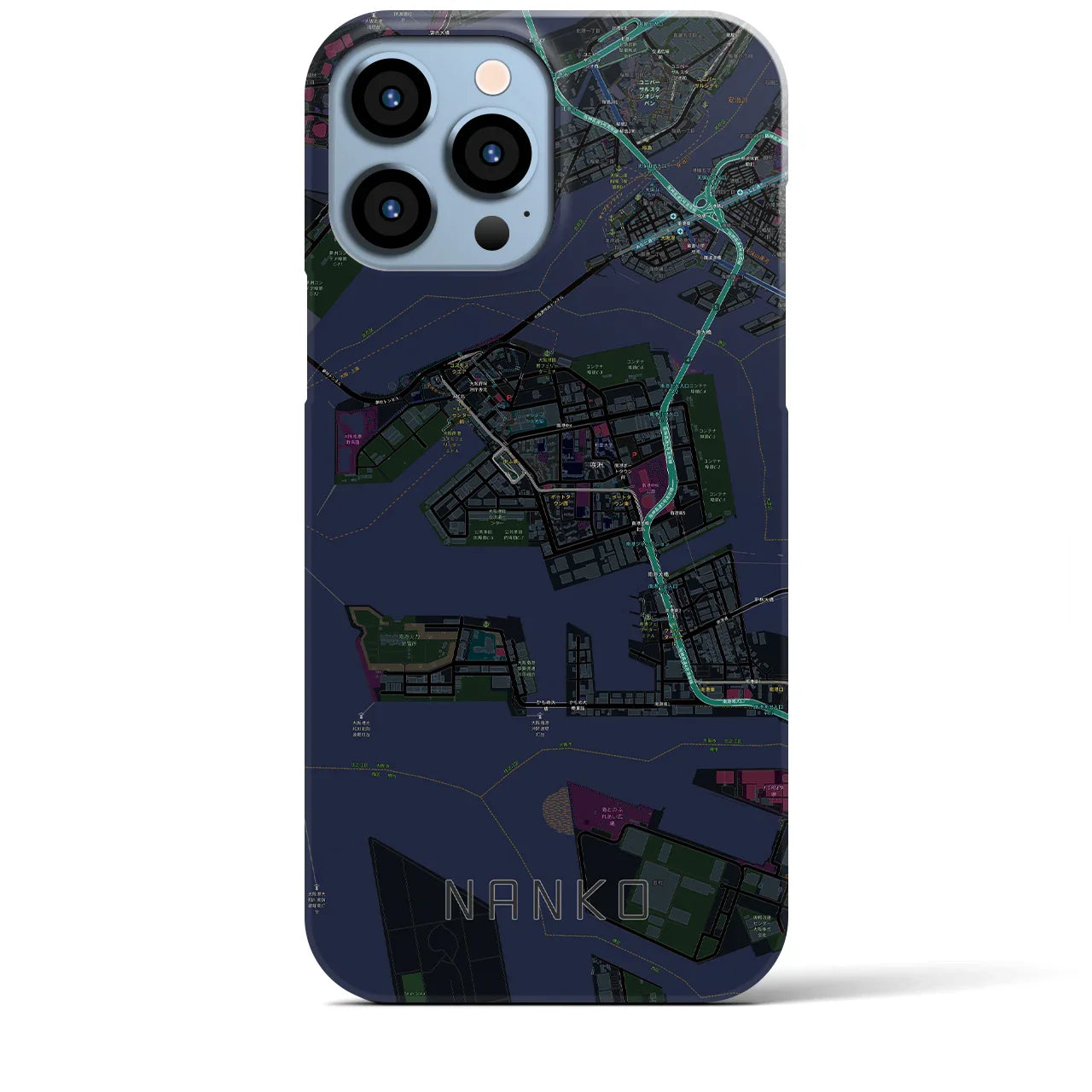 【南港(大阪府)】地図柄iPhoneケース(バックカバータイプ)