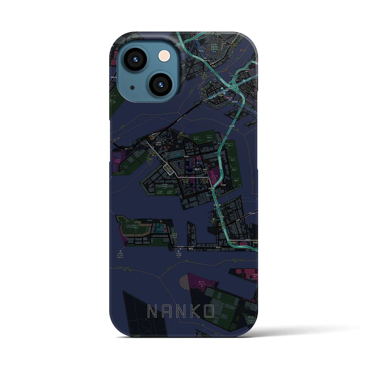 【南港(大阪府)】地図柄iPhoneケース(バックカバータイプ)