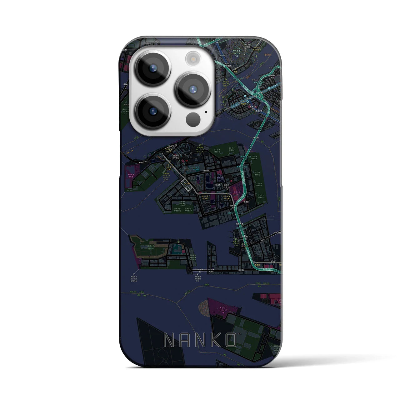 【南港(大阪府)】地図柄iPhoneケース(バックカバータイプ)