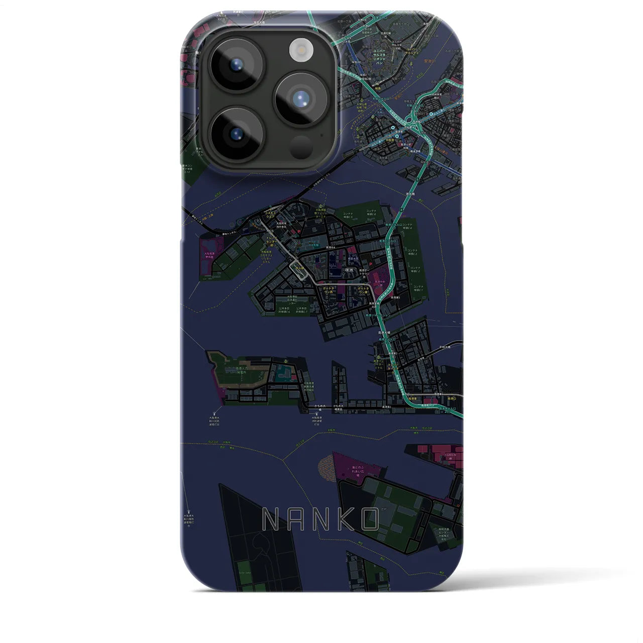 【南港(大阪府)】地図柄iPhoneケース(バックカバータイプ)