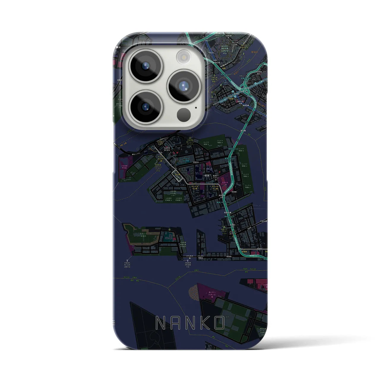 【南港(大阪府)】地図柄iPhoneケース(バックカバータイプ)