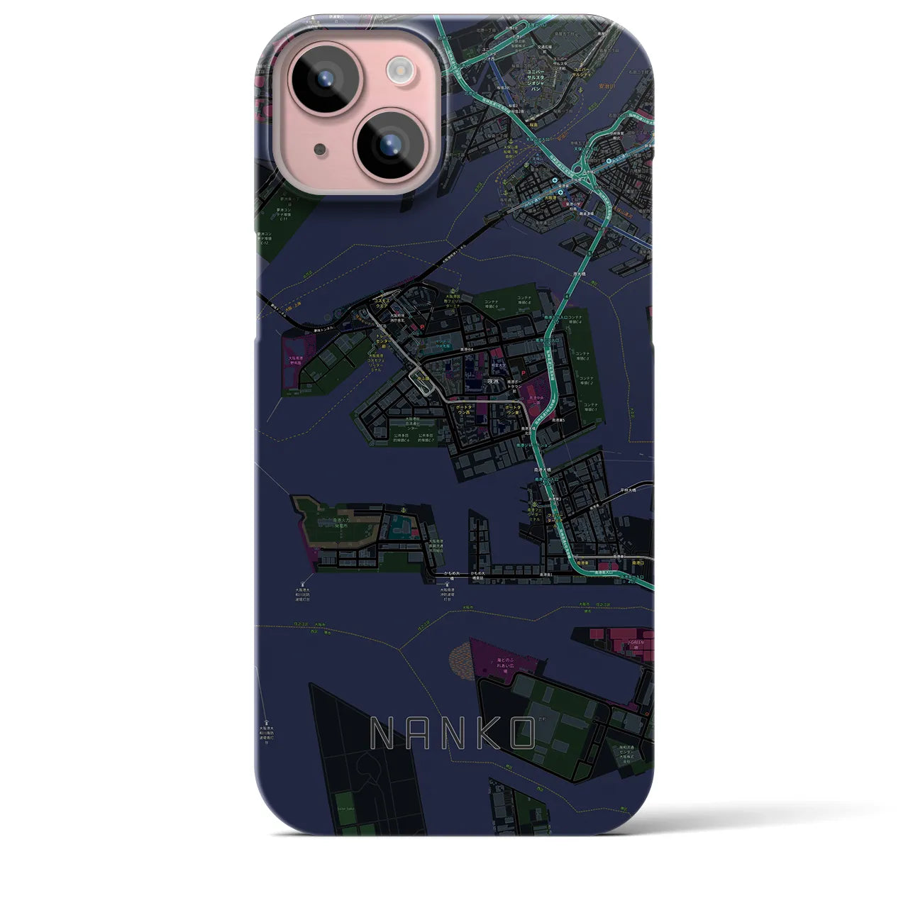 【南港(大阪府)】地図柄iPhoneケース(バックカバータイプ)