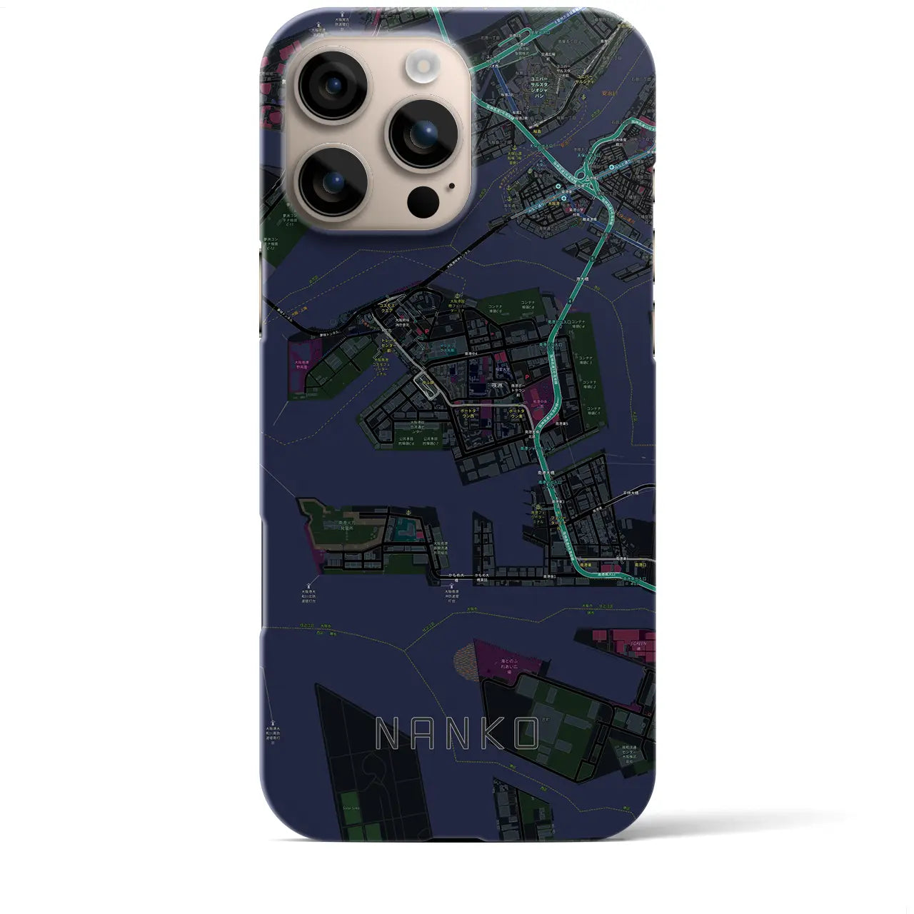 【南港(大阪府)】地図柄iPhoneケース(バックカバータイプ)