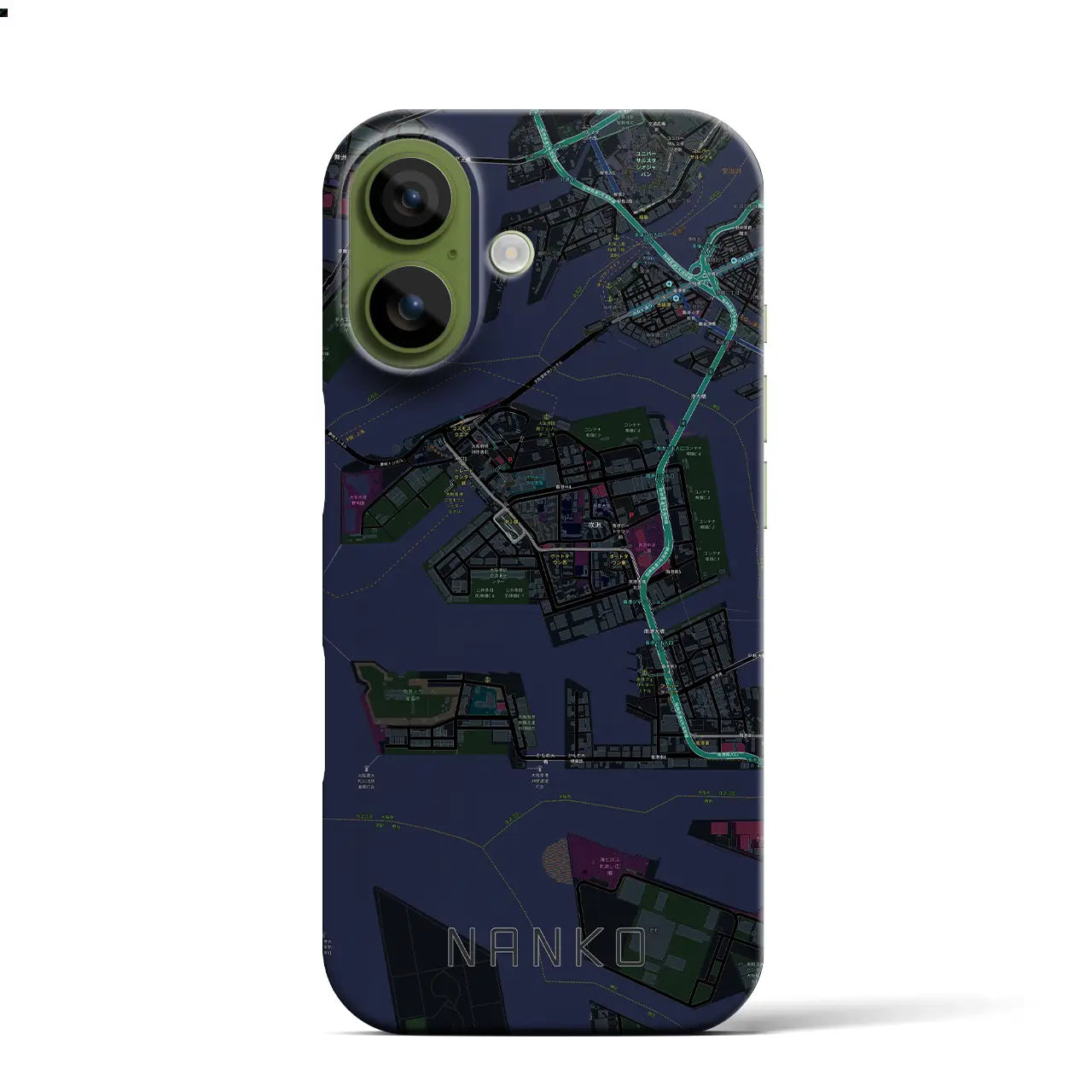 【南港(大阪府)】地図柄iPhoneケース(バックカバータイプ)