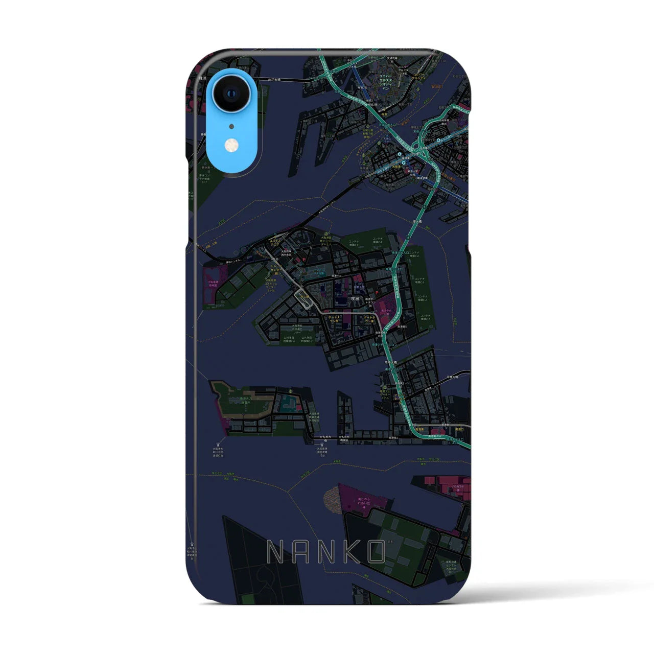 【南港(大阪府)】地図柄iPhoneケース(バックカバータイプ)