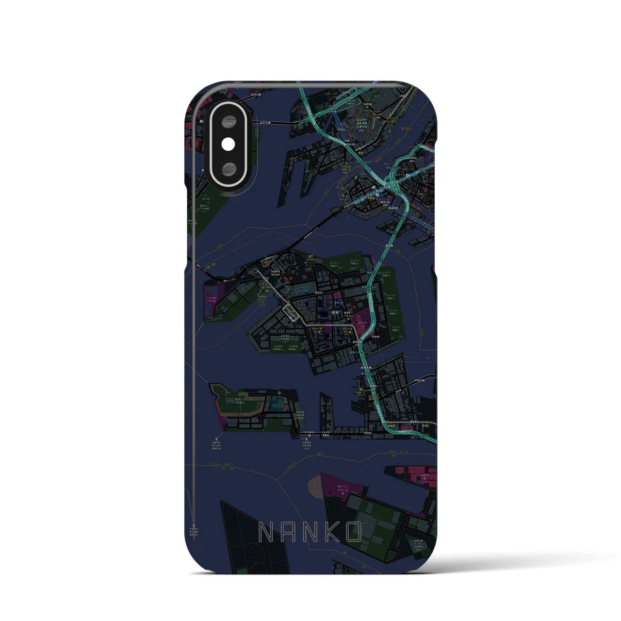 【南港(大阪府)】地図柄iPhoneケース(バックカバータイプ)