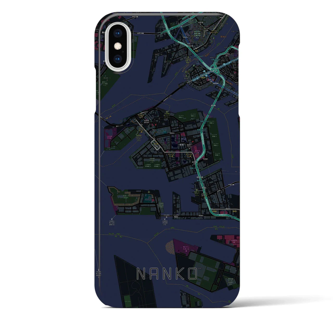 【南港(大阪府)】地図柄iPhoneケース(バックカバータイプ)