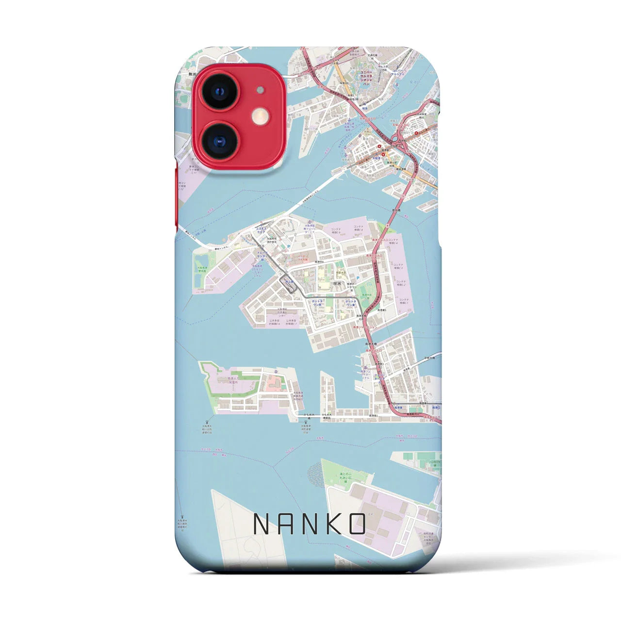 【南港(大阪府)】地図柄iPhoneケース(バックカバータイプ)