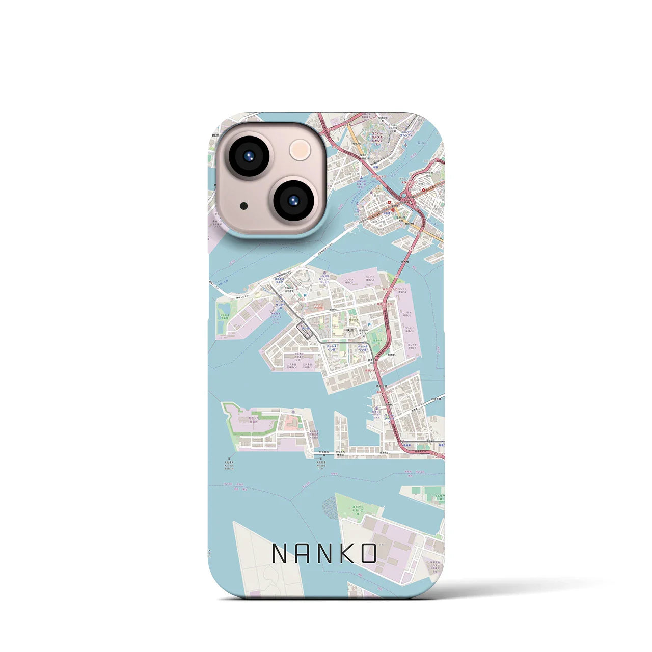 【南港(大阪府)】地図柄iPhoneケース(バックカバータイプ)