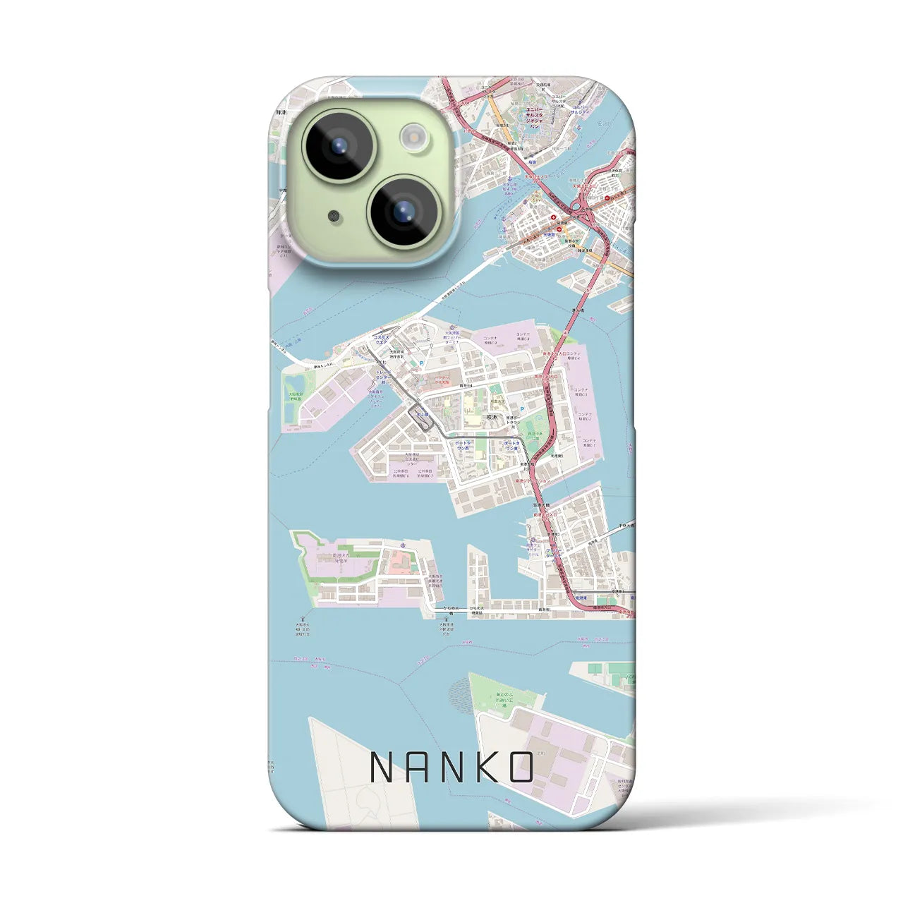 【南港(大阪府)】地図柄iPhoneケース(バックカバータイプ)