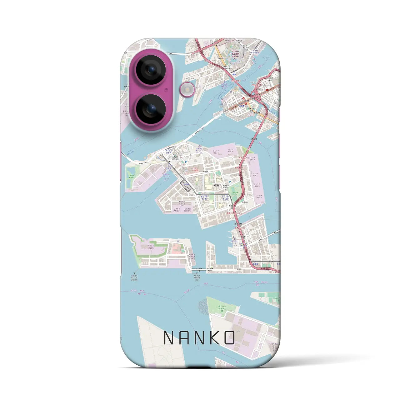 【南港(大阪府)】地図柄iPhoneケース(バックカバータイプ)