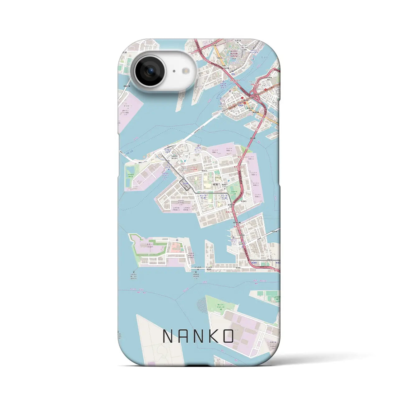 【南港(大阪府)】地図柄iPhoneケース(バックカバータイプ)