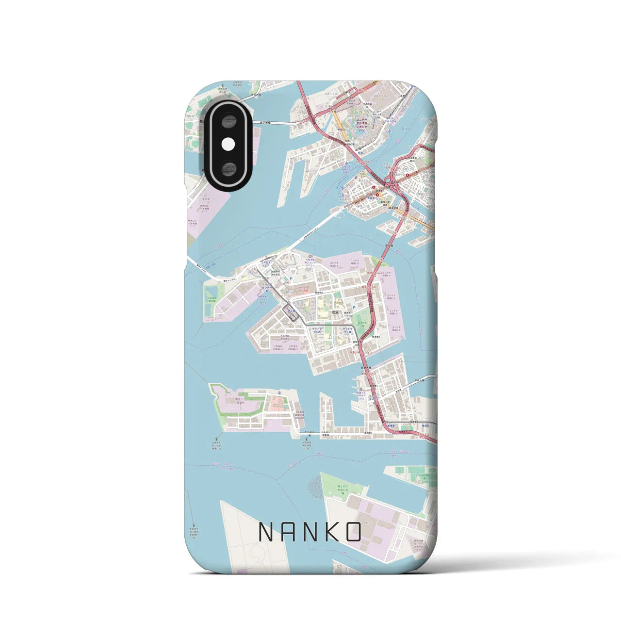 【南港(大阪府)】地図柄iPhoneケース(バックカバータイプ)