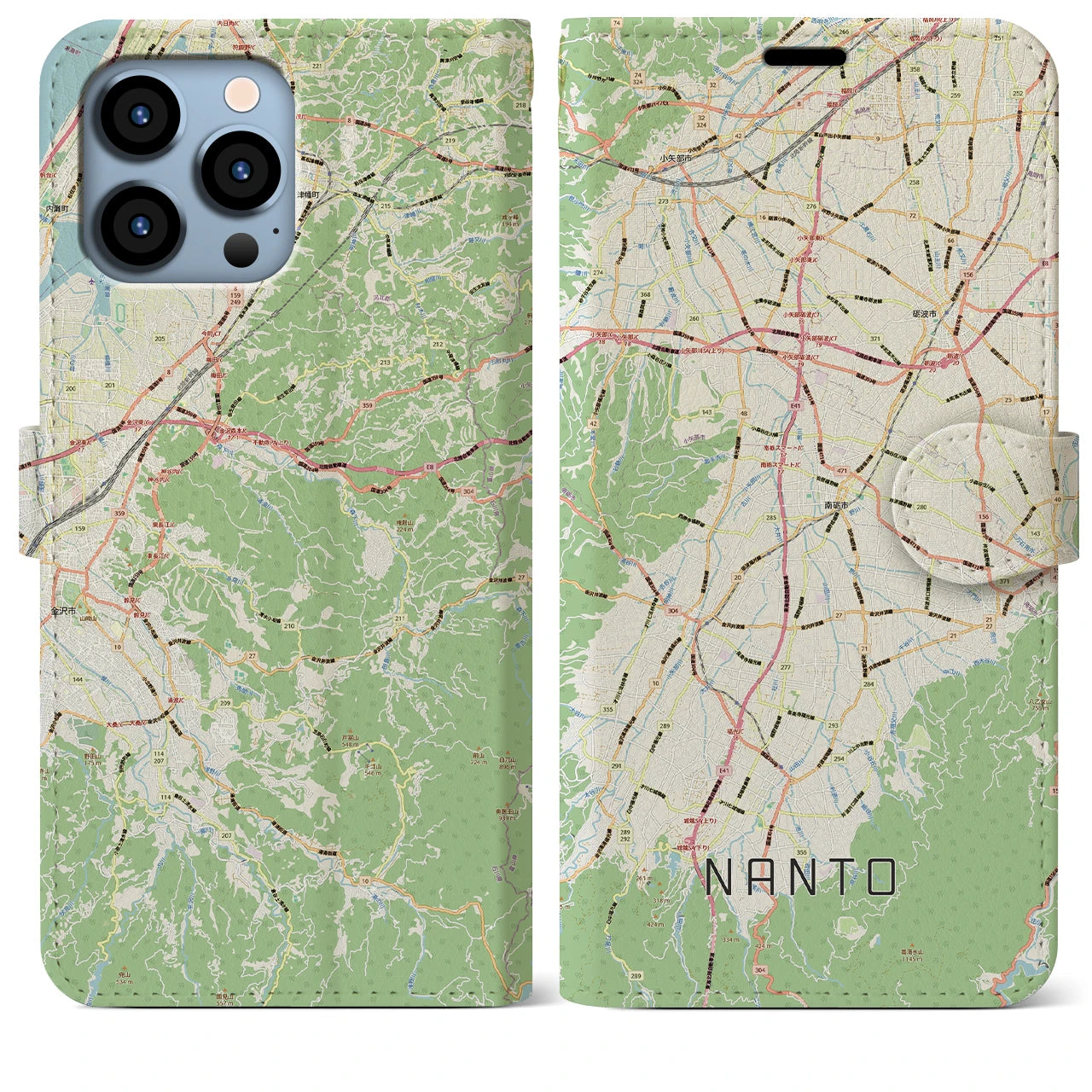 【南砺(富山県)】地図柄iPhoneケース(手帳タイプ)