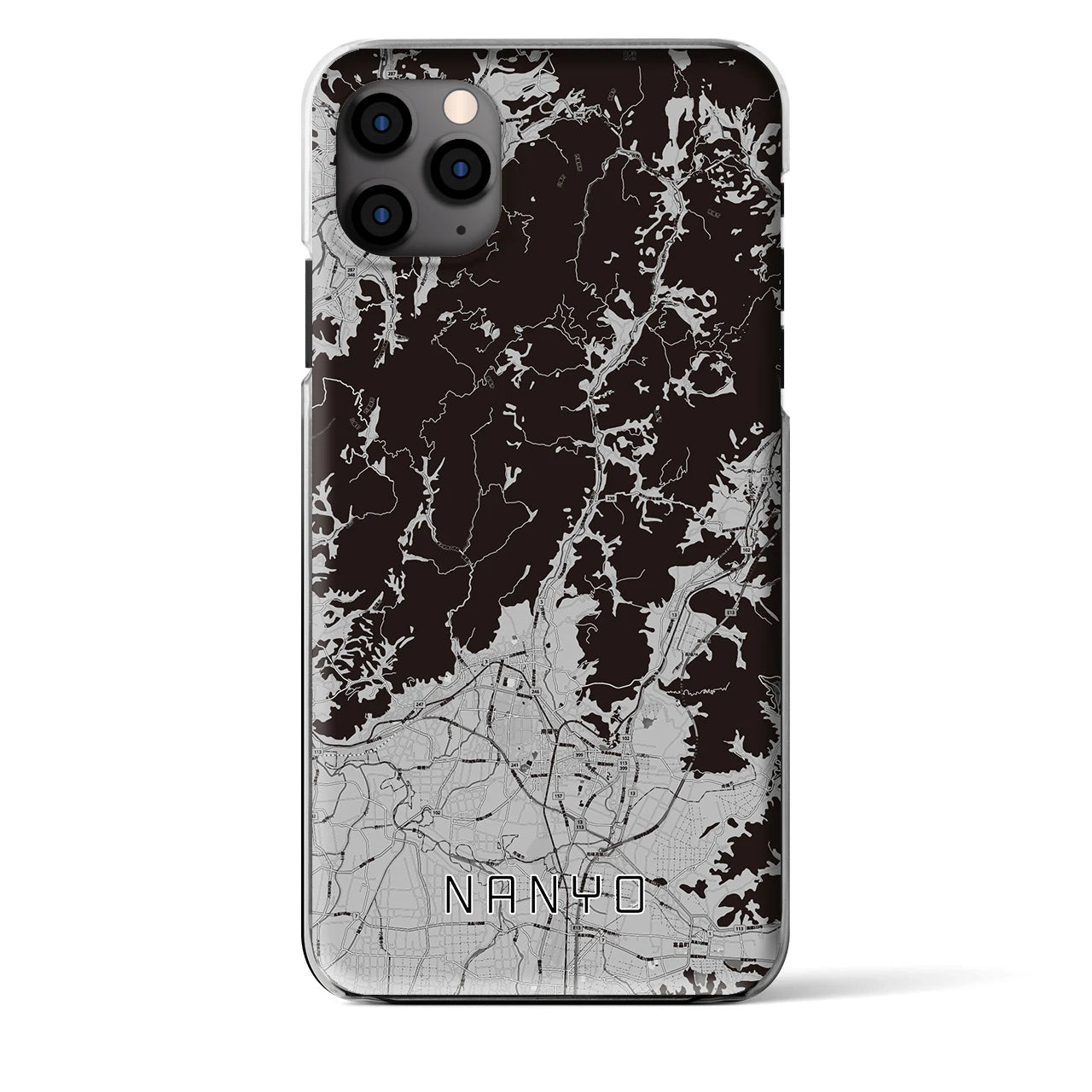 【南陽(山形県)】地図柄iPhoneケース(クリアタイプ)モノトーン・iPhone 11 Pro Max 用