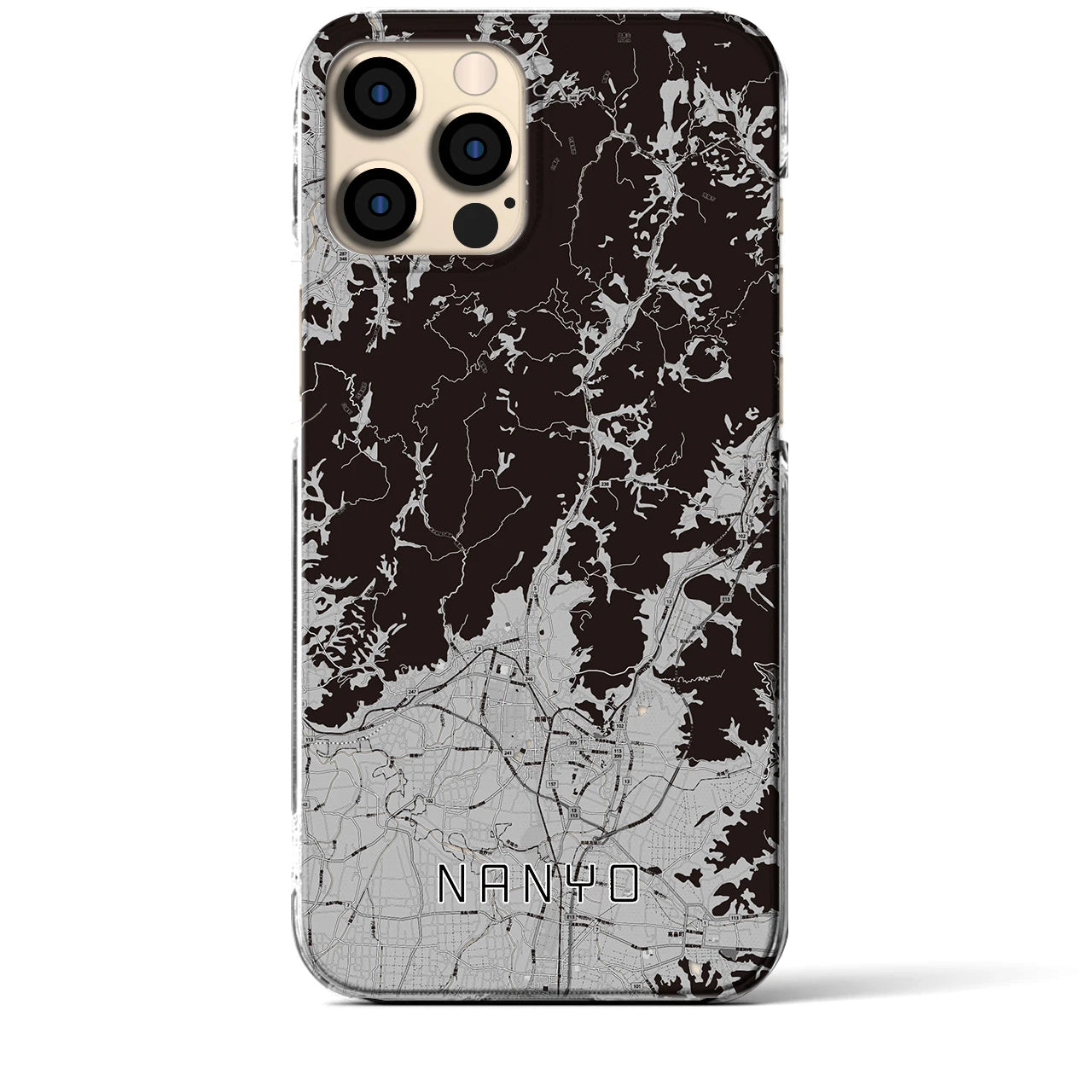 【南陽(山形県)】地図柄iPhoneケース(クリアタイプ)モノトーン・iPhone 12 Pro Max 用