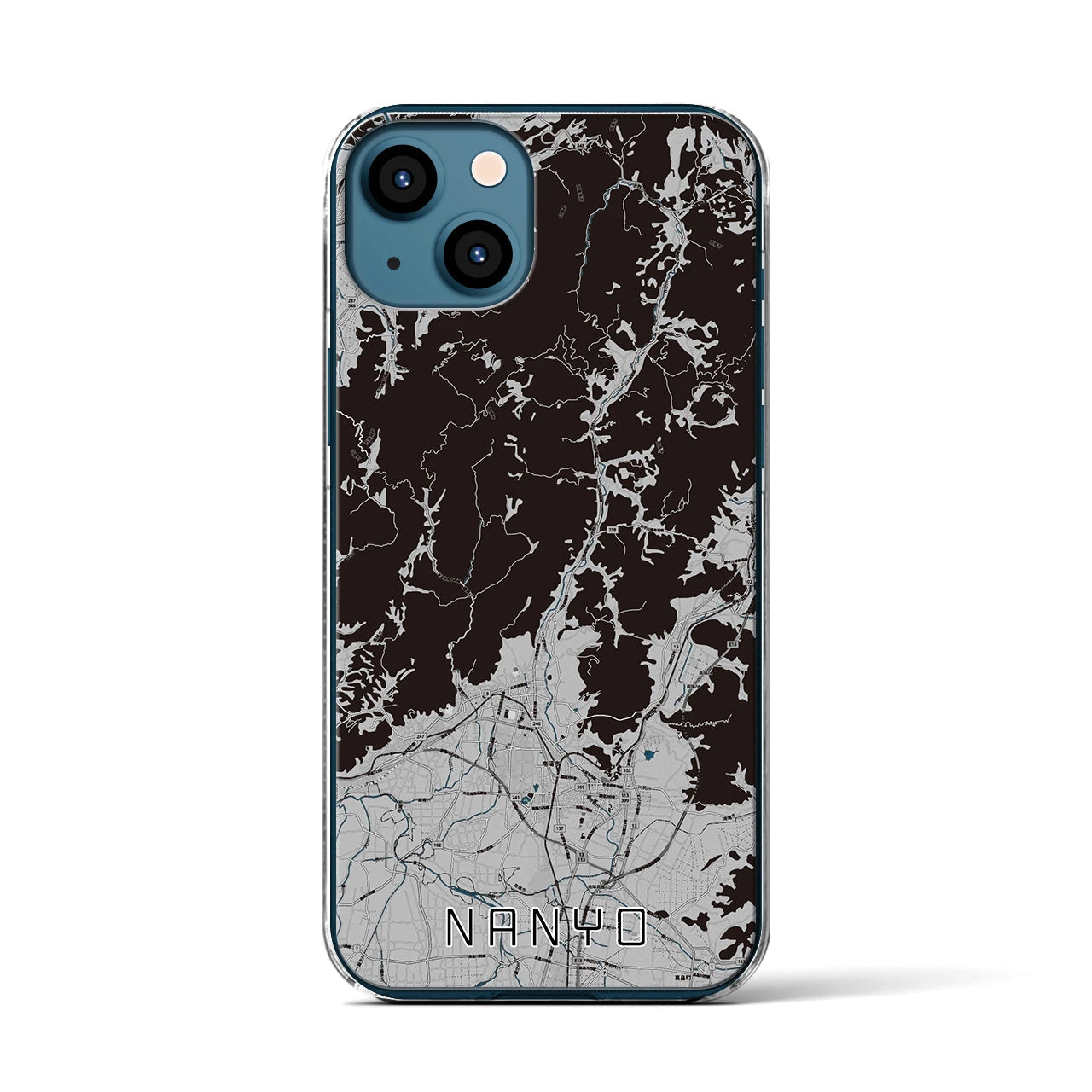 【南陽(山形県)】地図柄iPhoneケース(クリアタイプ)モノトーン・iPhone 13 用