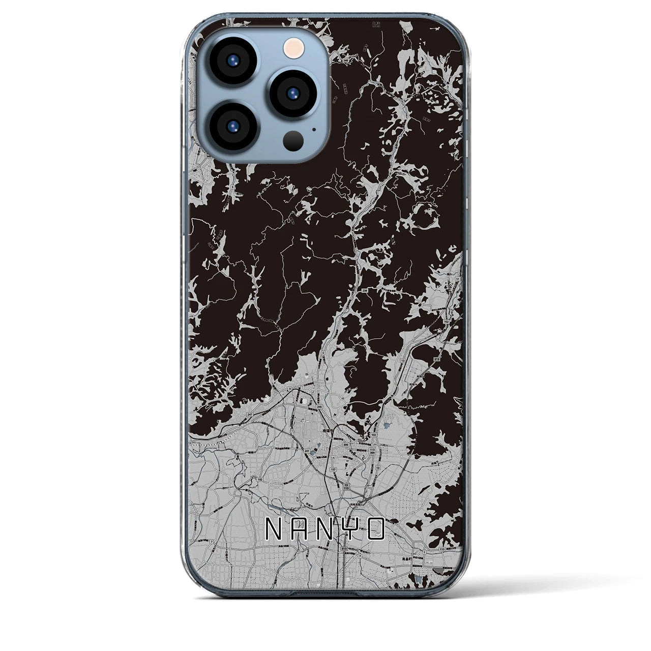 【南陽(山形県)】地図柄iPhoneケース(クリアタイプ)モノトーン・iPhone 13 Pro Max 用