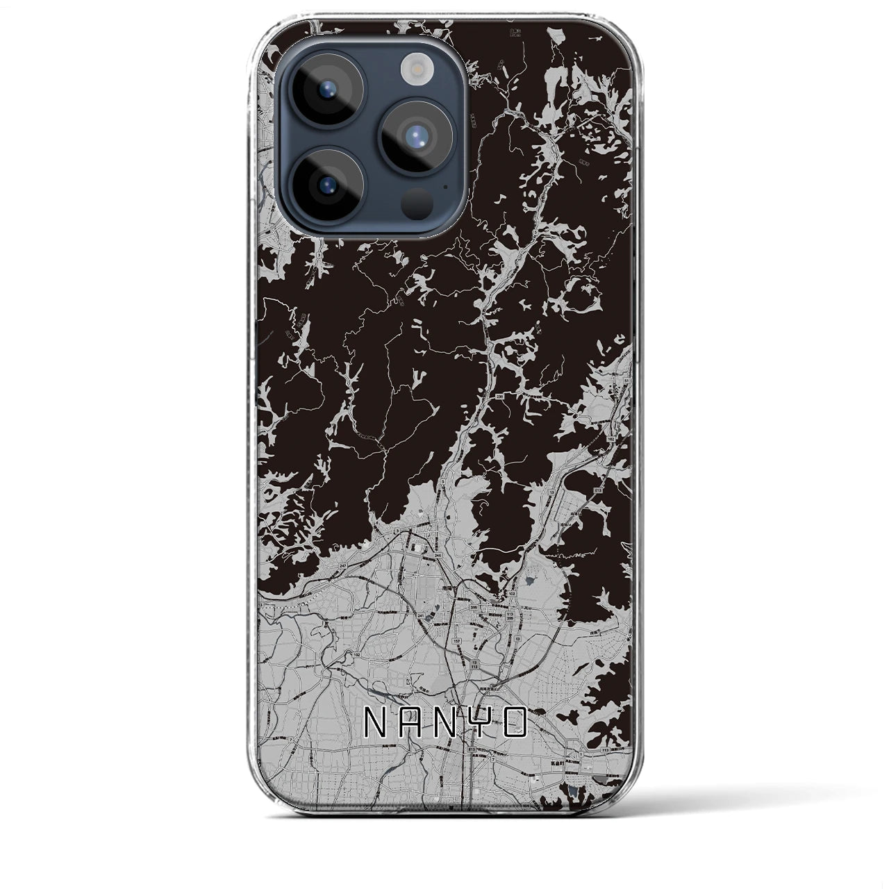 【南陽(山形県)】地図柄iPhoneケース(クリアタイプ)モノトーン・iPhone 15 Pro Max 用