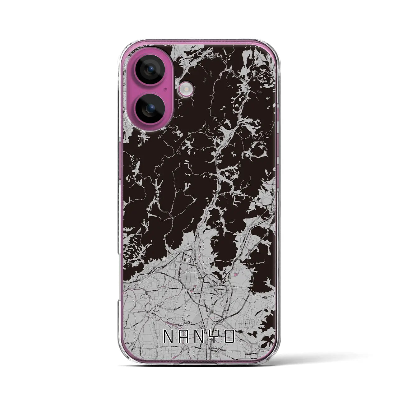 【南陽(山形県)】地図柄iPhoneケース(クリアタイプ)モノトーン・iPhone 16 Pro 用