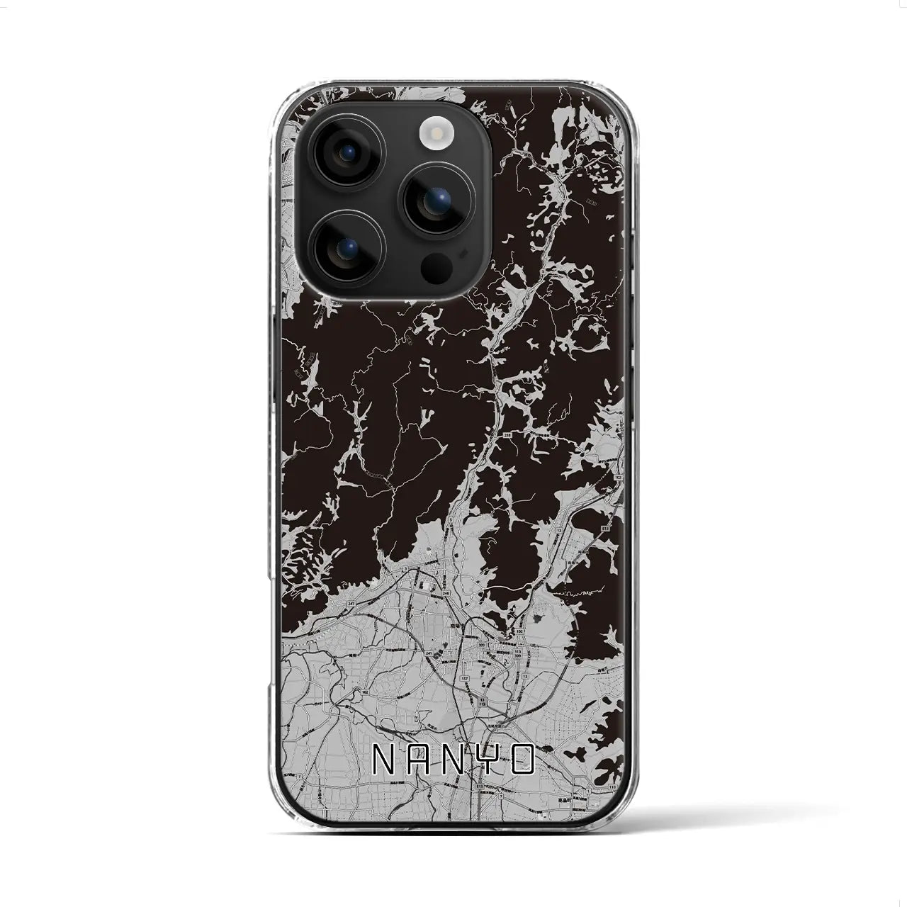 【南陽(山形県)】地図柄iPhoneケース(クリアタイプ)モノトーン・iPhone 16 用