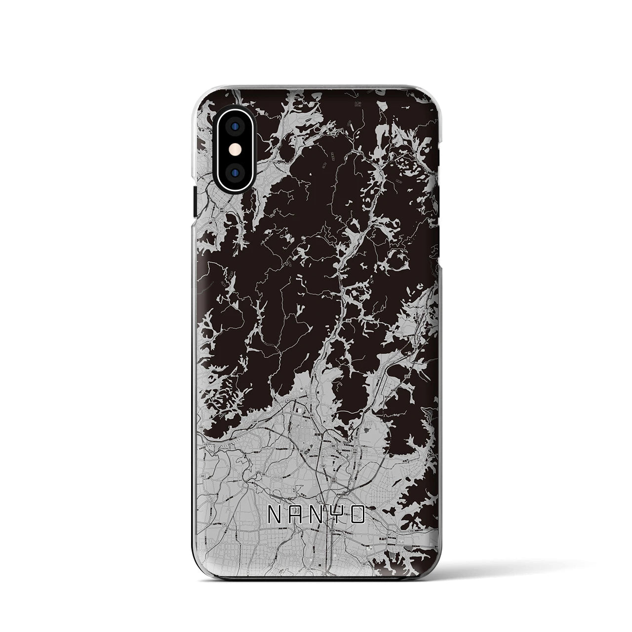 【南陽(山形県)】地図柄iPhoneケース(クリアタイプ)モノトーン・iPhone XS / X 用