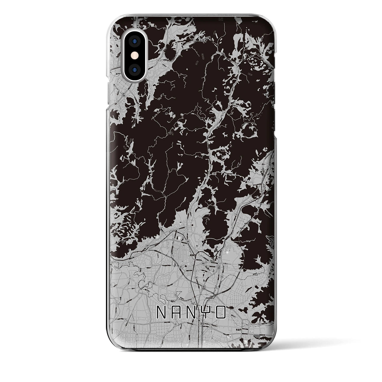 【南陽(山形県)】地図柄iPhoneケース(クリアタイプ)モノトーン・iPhone XS Max 用