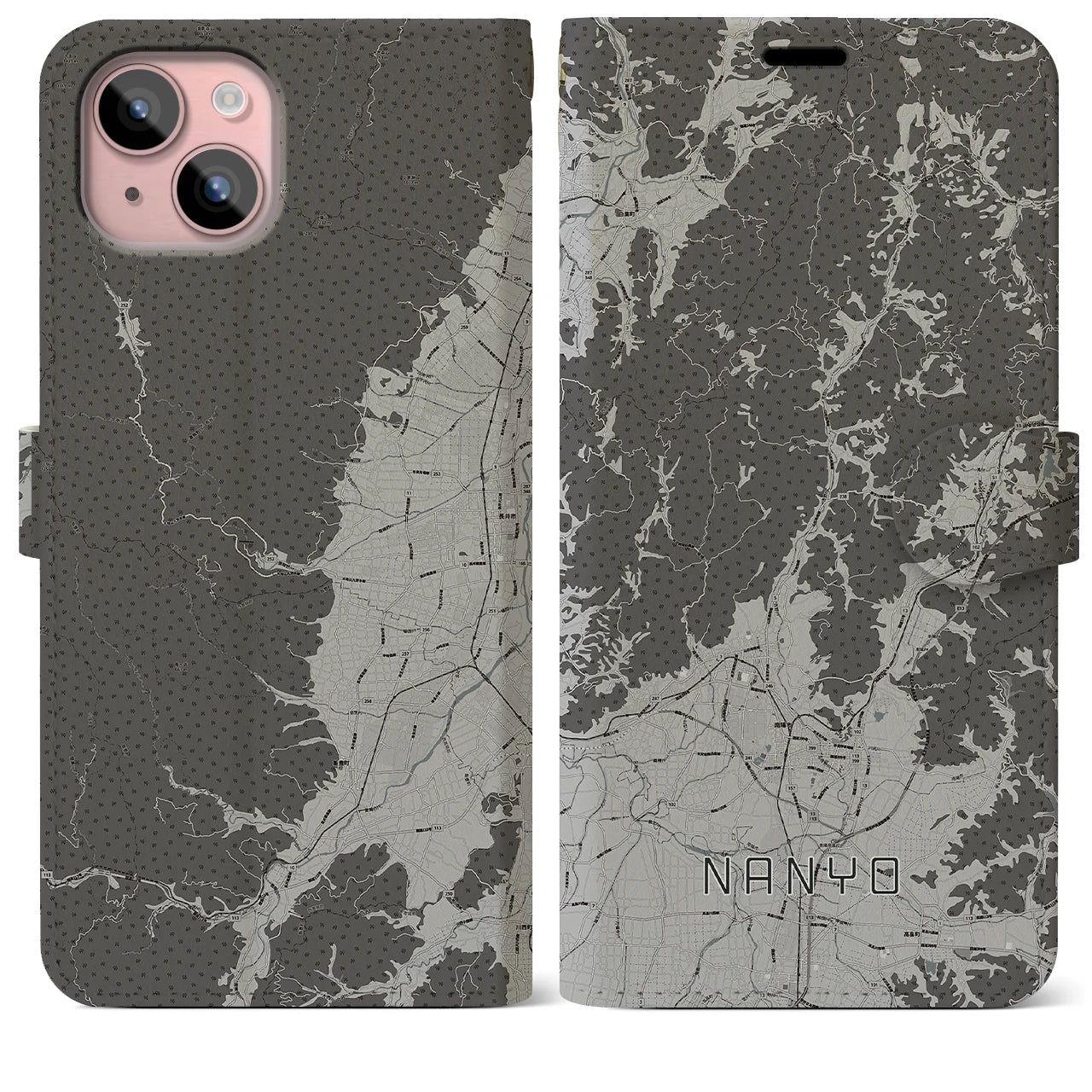 【南陽(山形県)】地図柄iPhoneケース(手帳タイプ)