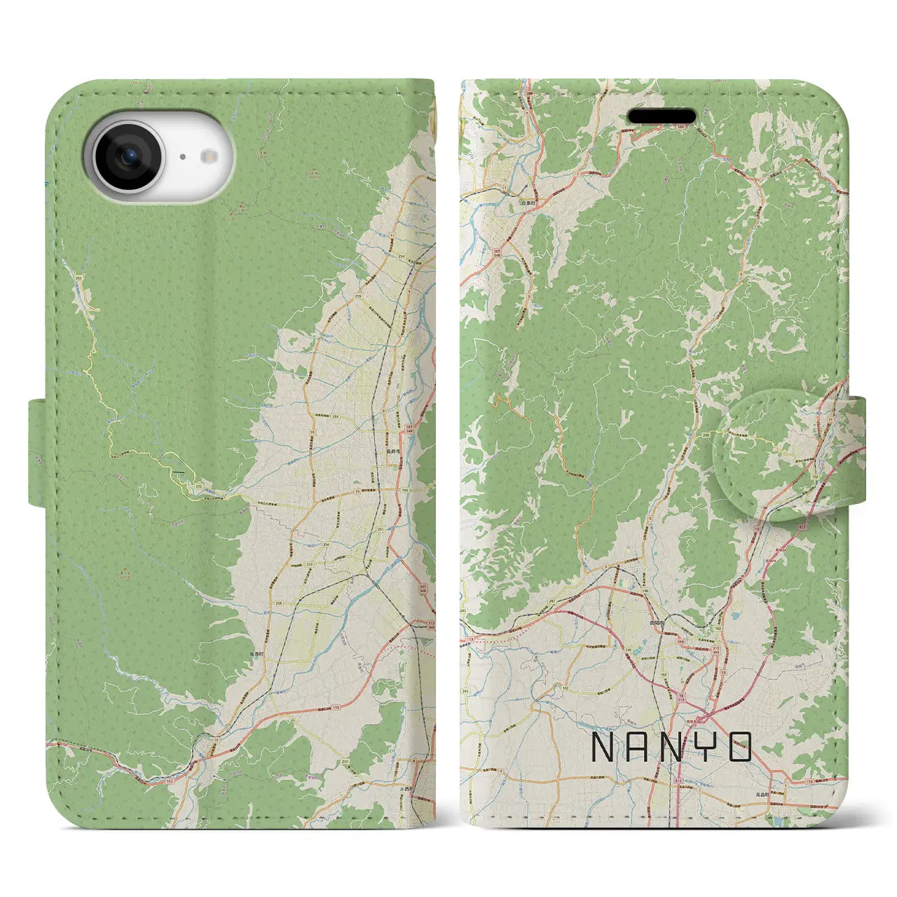【南陽(山形県)】地図柄iPhoneケース(手帳タイプ)