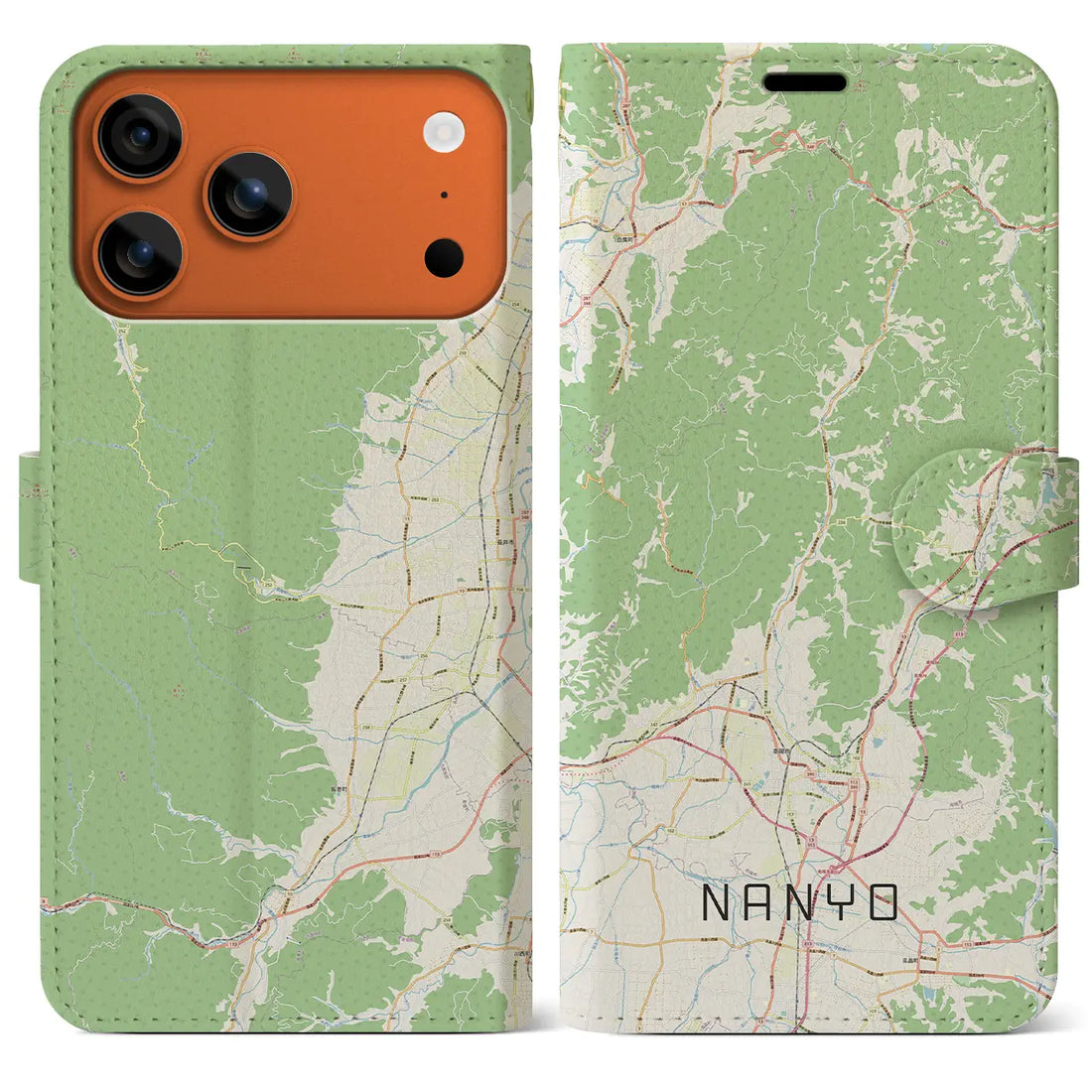 【南陽(山形県)】地図柄iPhoneケース(手帳タイプ)モノトーン・iPhone 17 Pro Max 用