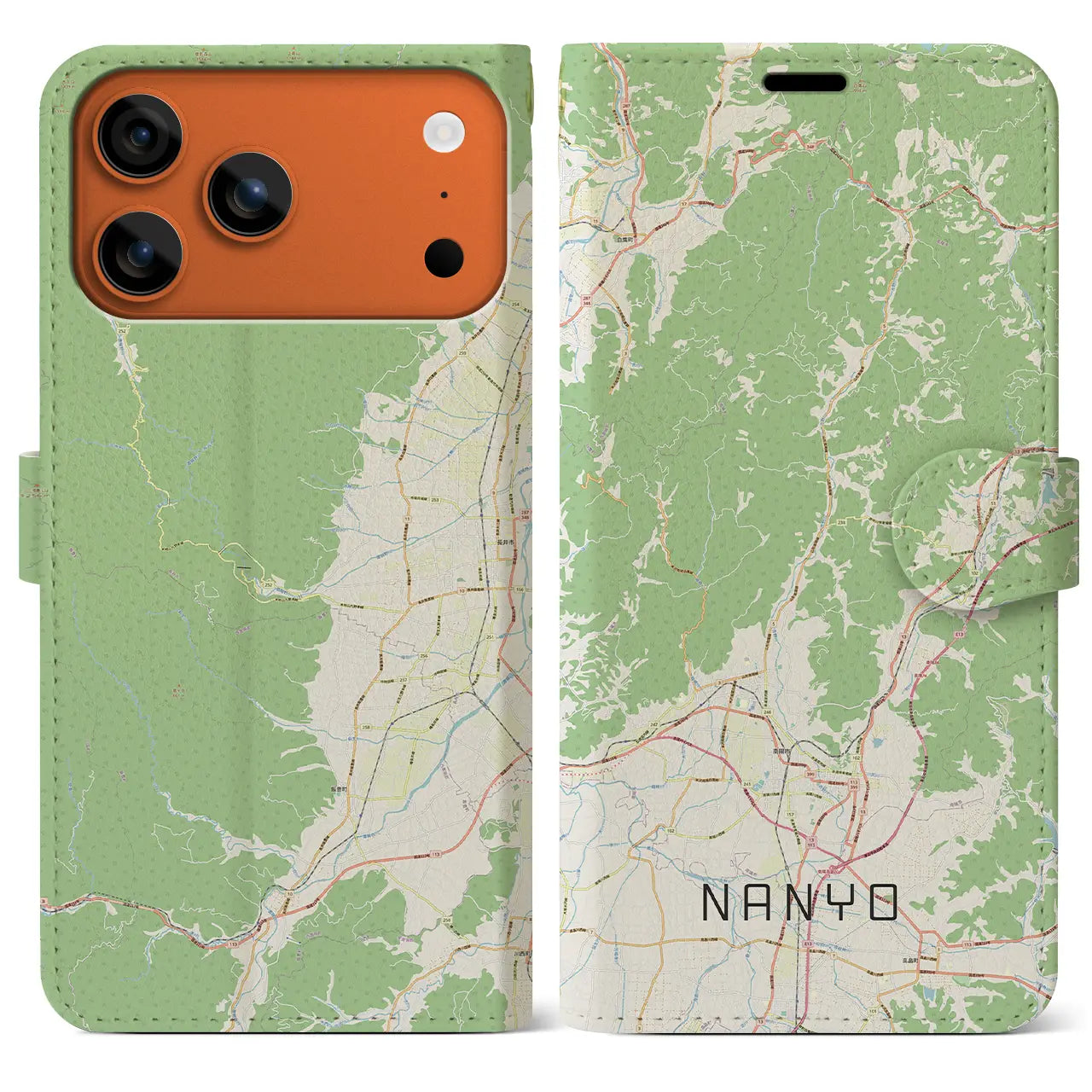 【南陽(山形県)】地図柄iPhoneケース(手帳タイプ)