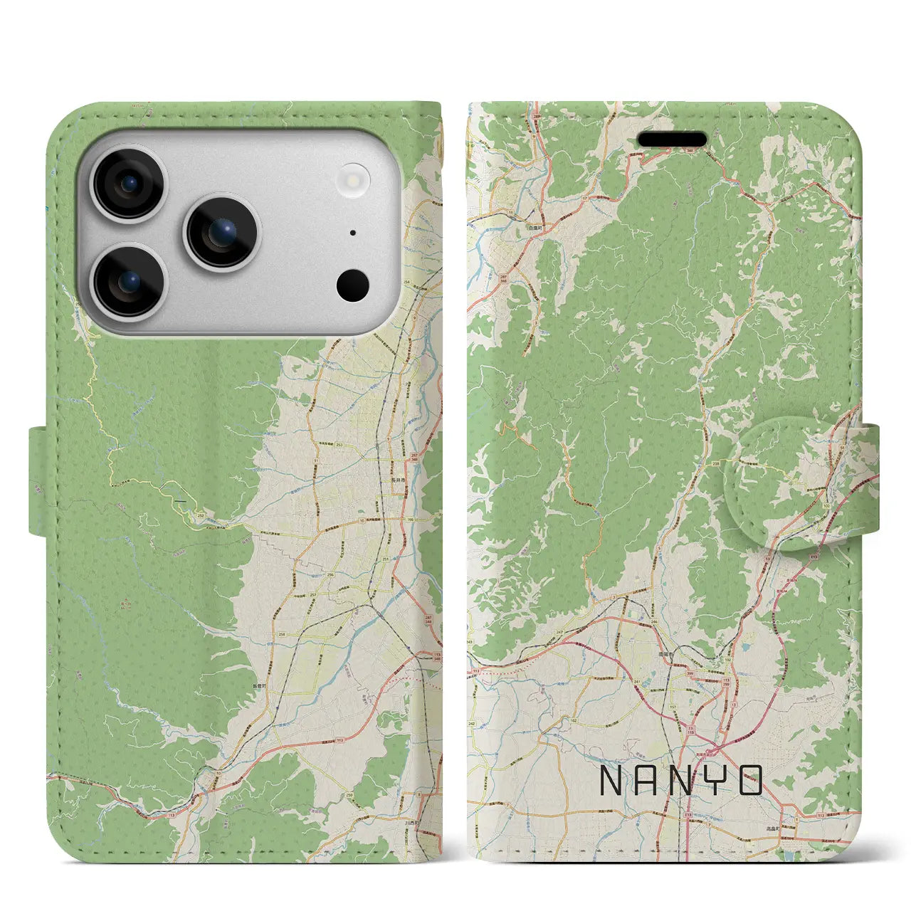 【南陽(山形県)】地図柄iPhoneケース(手帳タイプ)