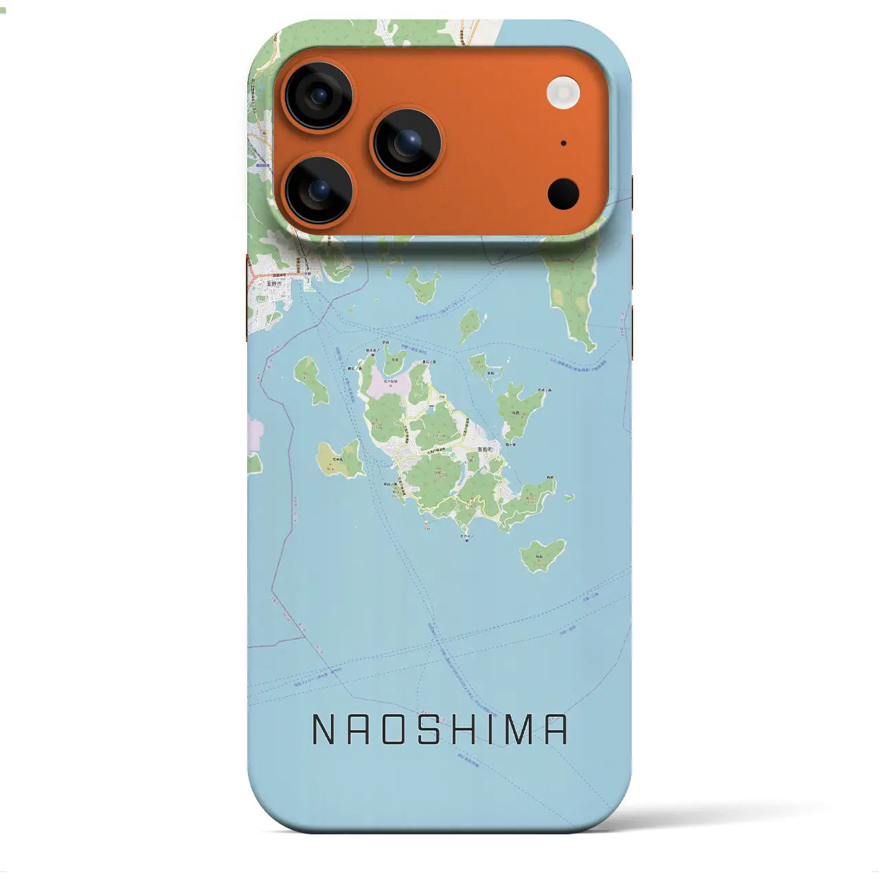 【直島(香川県)】地図柄iPhoneケース(バックカバータイプ)ブラック・iPhone 17 Pro Max 用