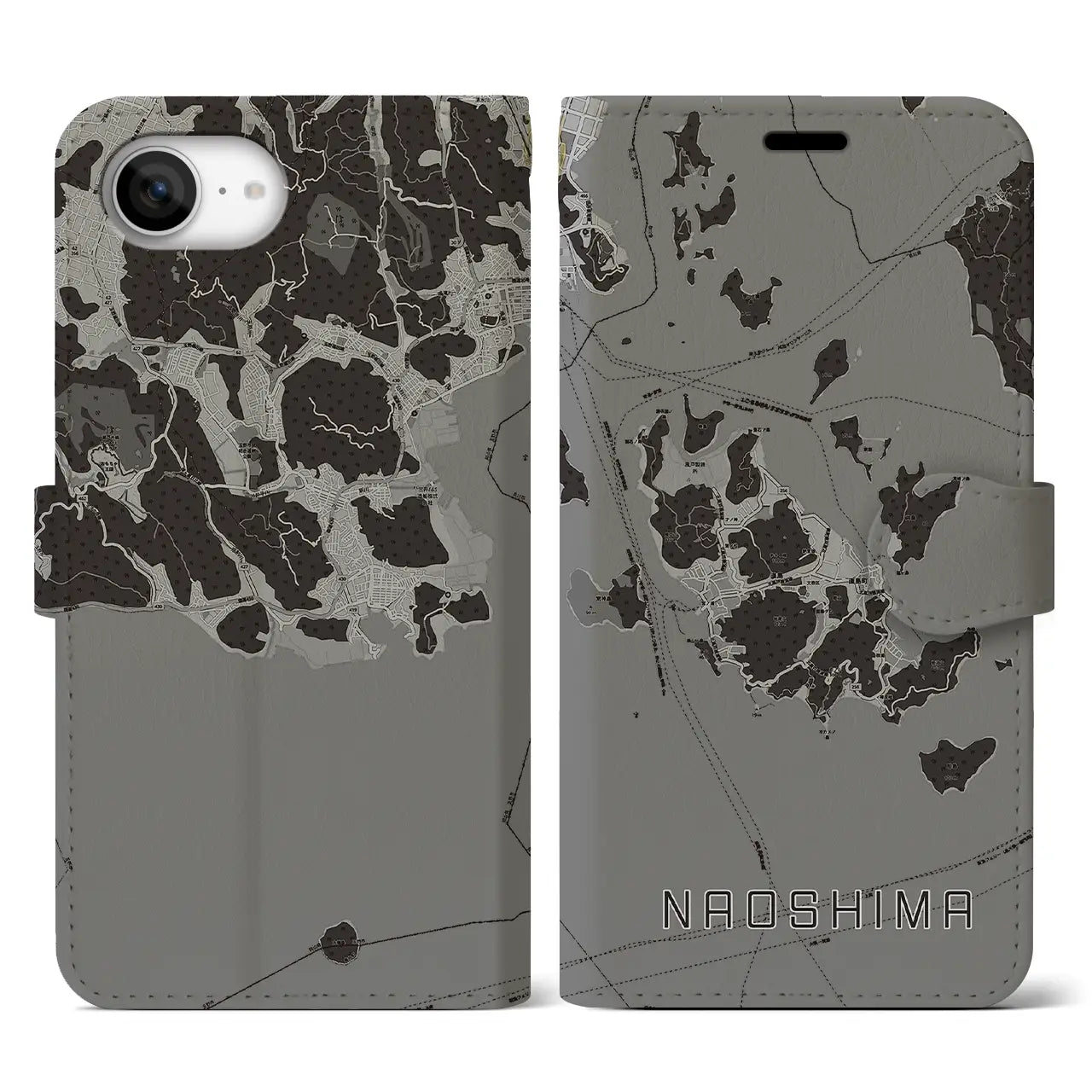 【直島(香川県)】地図柄iPhoneケース(手帳タイプ)