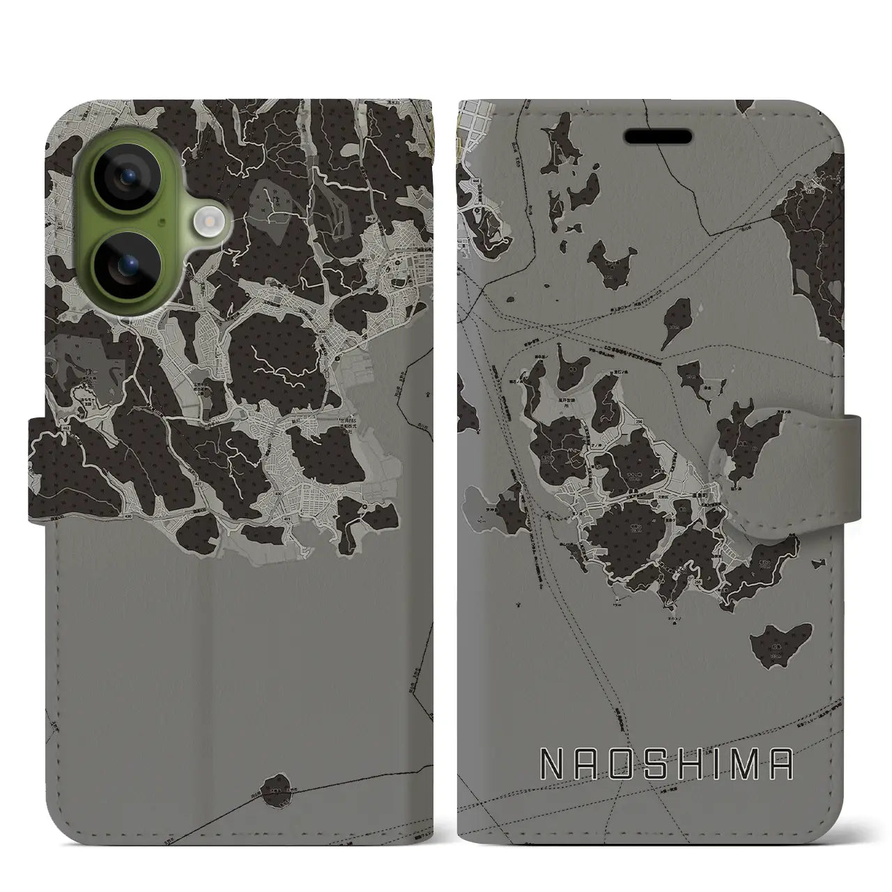 【直島(香川県)】地図柄iPhoneケース(手帳タイプ)