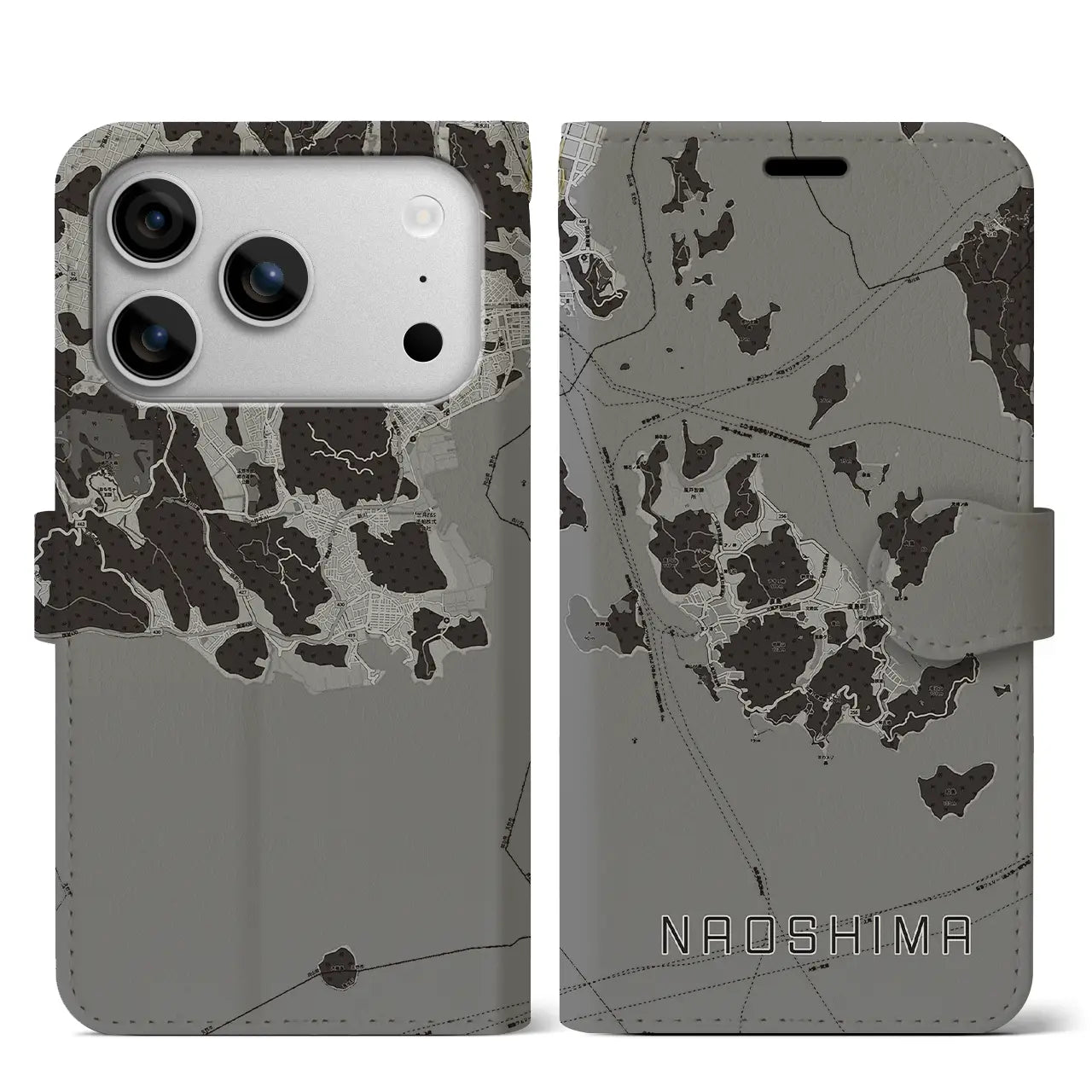 【直島(香川県)】地図柄iPhoneケース(手帳タイプ)