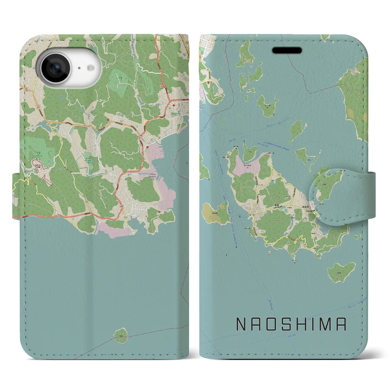 【直島(香川県)】地図柄iPhoneケース(手帳タイプ)