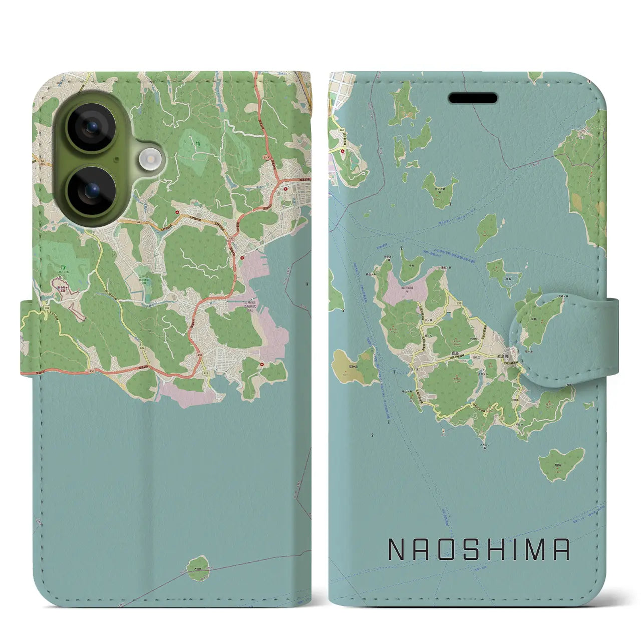 【直島(香川県)】地図柄iPhoneケース(手帳タイプ)モノトーン・iPhone 17 Pro Max 用