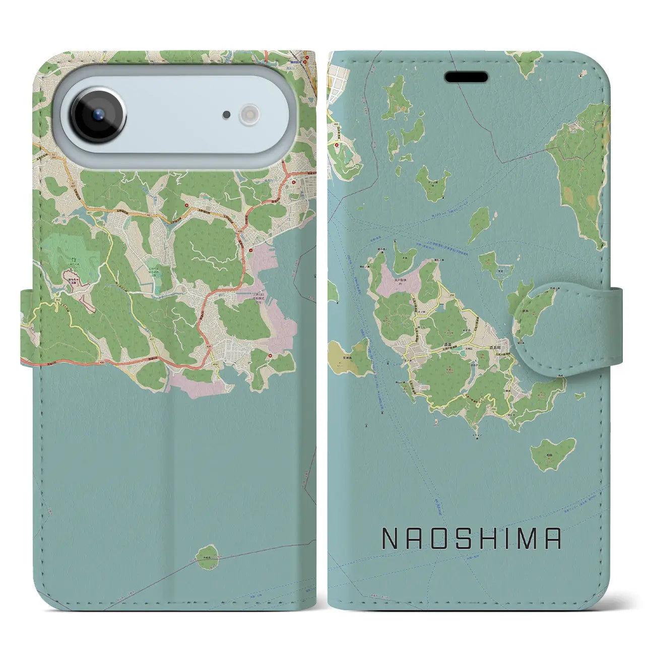 【直島(香川県)】地図柄iPhoneケース(手帳タイプ)
