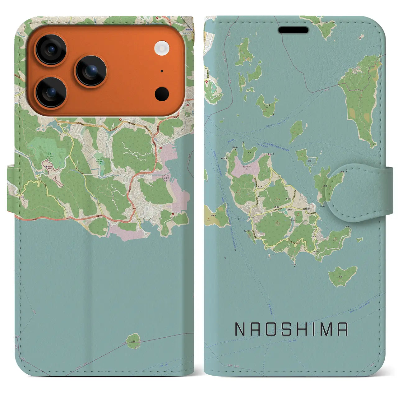 【直島(香川県)】地図柄iPhoneケース(手帳タイプ)